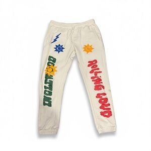 ROLLING LOUD Cream Graphic Joggers MENS SIZE LARGE